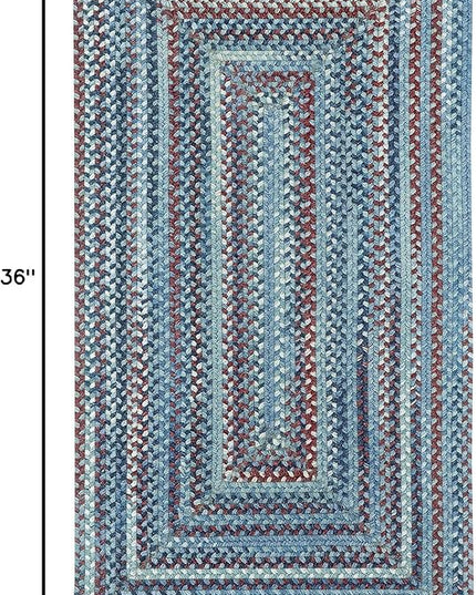 Capel American Heritage Barn Blue 0' 24" X 0' 36" Concentric Rectangle Braided Rug