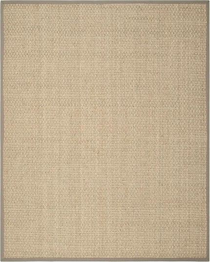 SAFAVIEH Area Rug 8x10 - Natural Fiber Collection - Large - Natural & Grey, Seagrass, Basketweave Pattern (NF114P)