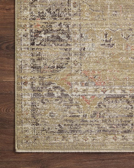 Loloi Magnolia Home by Joanna Gaines Millie Collection MIE-03 Gold/Charcoal 7'-10" x 10', .25" Pile Height, Area Rug