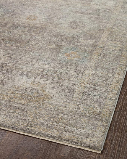 Loloi Magnolia Home by Joanna Gaines Millie Collection MIE-05 Stone/Natural 7'-10" x 7'-10", .25" Pile Height, Round Area Rug