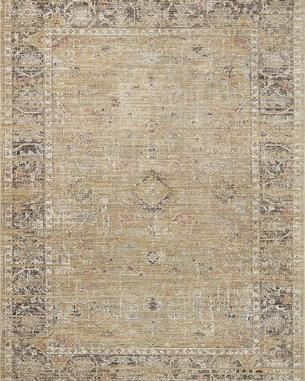 Loloi Magnolia Home by Joanna Gaines Millie Collection MIE-03 Gold/Charcoal 9'-6" x 13'-1", .25" Pile Height, Area Rug