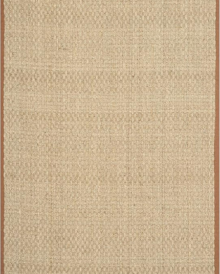 SAFAVIEH Area Rug 5x8 - Natural Fiber Collection - Natural & Brown, Seagrass, Basketweave Pattern with Border (NF114B)