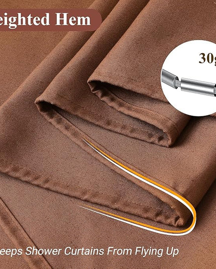 Naturoom Rustic Brown 36 Inch Shower Curtain - Stall Narrow Half Linen Ultra Thick Fabric Shower Curtain Set with Hooks, Boho Farmhouse Rustic RV Camper Bath Curtains for Bathroom, 36x72