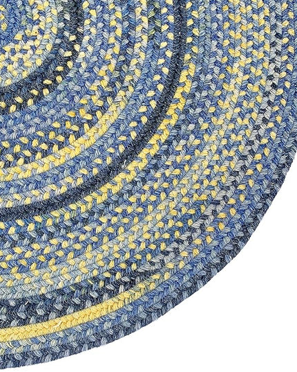 Capel American Heritage Blue Yellow 8' 0" Round Braided Rug
