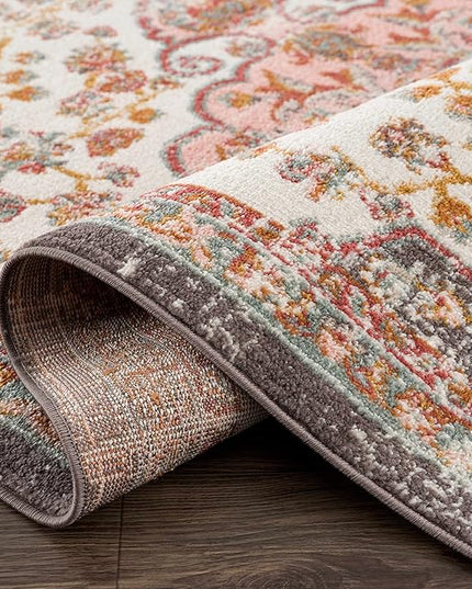 BoutiqueRugs Oark Traditional Area Rug - Brick Red, Camel, Charcoal - 7'10" x 10'3"