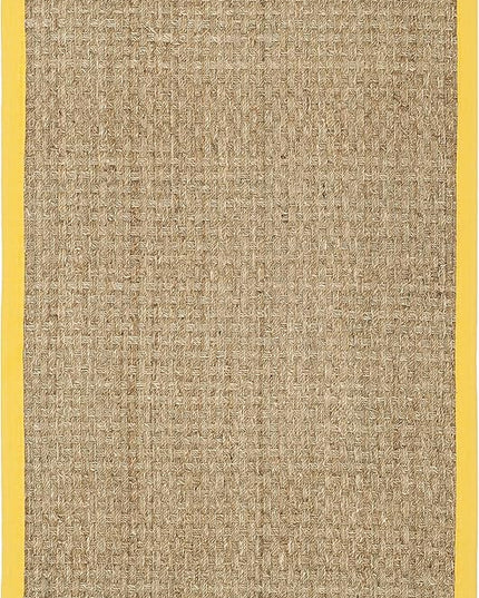 SAFAVIEH Area Rug 3x5 - Natural Fiber Collection - Natural & Gold, Seagrass, Basketweave Pattern with Border (NF114X)
