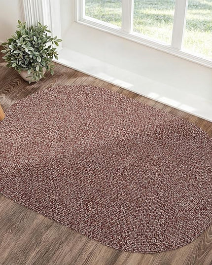 Seasons SE75 Summer Red 2' x 3' Oval - Braided Area Rug, Home Decor, Floor Mat or Bedroom Rug - Easy Care, Ideal for High Traffic Areas in Hallway and Living Room - Made in USA