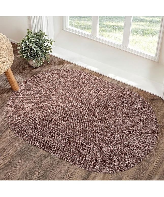 Seasons SE75 Summer Red 4' x 6' Oval - Braided Area Rug, Home Decor, Floor Mat or Bedroom Rug - Easy Care, Ideal for High Traffic Areas in Hallway and Living Room - Made in USA