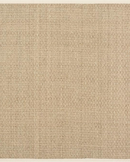 Safavieh Area Rug 12' Square - Natural Fiber Collection - Large - Natural & Beige, Seagrass, Basketweave Pattern with Border (NF114A)