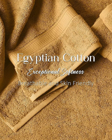 Superior Egyptian Cotton Pile 3-Piece Towel Set, Includes 1 Bath, 1 Hand, 1 Face Towel/Washcloth, Heavyweight, Ultra Soft Luxury Towels, Thick Plush Essentials, Guest Bath, Spa, Hotel Bathroom, Gold