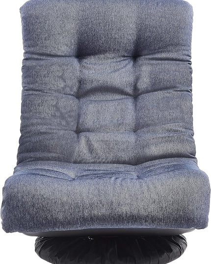 Amazon Basics Swivel Foam Lounge Chair with Headrest, Floor-Compatible, Adjustable, Gaming, 26.3D x 23.5W x 13.7H in, Denim Blue