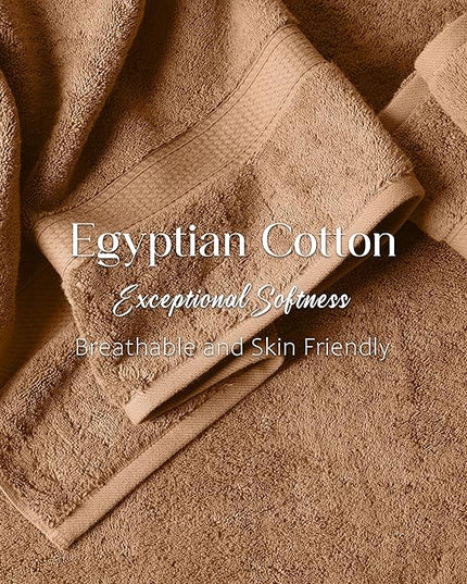 Superior Egyptian Cotton Pile 6 Piece Towel Set, Includes 2 Bath, 2 Hand, 2 Face Towels/Washcloths, Ultra Soft Luxury Towels, Thick Plush Essentials, Guest Bath, Spa, Hotel Bathroom, Rust