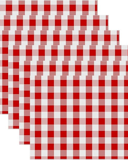 Urban VillaPlacemats for Dining Table 100% Cotton Placemats 14''x20'' Over Sized Tablemats Set of 6Placemats Red/White Buffalo Check Tablemats for Family Dinners Wedding PartiesPlacemats