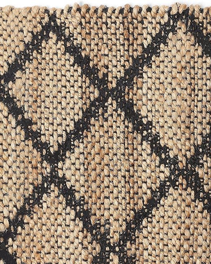 REDEARTH · Jute Cotton Area Rug, Sustainable Handwoven, Non-Shedding, Soft & Durable – Reversible, Neutral Tones for Home Décor in Living Room, Dining Room, Bedroom (Sierra Loom Black, 2'x6')