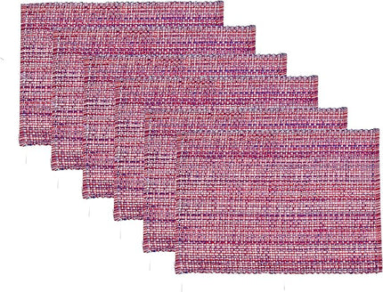 Urban VillaPlacemats for Dining Table 100% Cotton Placemats 14''x20'' Oversized Tablemats Set of 6 Placemats Red/Blue/White Two Tone Tablemats for Family Dinners Wedding Parties Everyday UsePlacemats