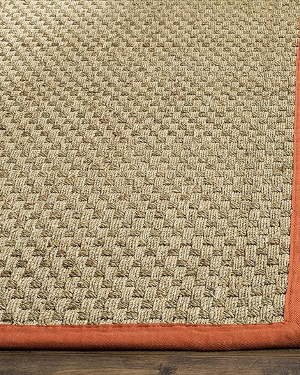 SAFAVIEH Area Rug 8x10 - Natural Fiber Collection - Large - Natural & Rust, Seagrass, Basketweave Pattern (NF114Y)