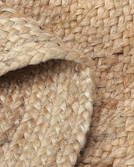 REDEARTH · Round Area Rug - 3 Feet Braided Natural Jute with Non-Skid Backing - Handwoven Boho Rug for Bedroom, Kitchen, Living Room - Farmhouse Aesthetic Home Decor - Durable Handmade Rug