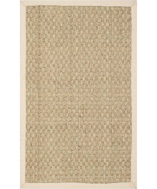 SAFAVIEH Area Rug 2x3 - Natural Fiber Collection - Natural & Beige, Seagrass, Basketweave Pattern with Border (NF114A)