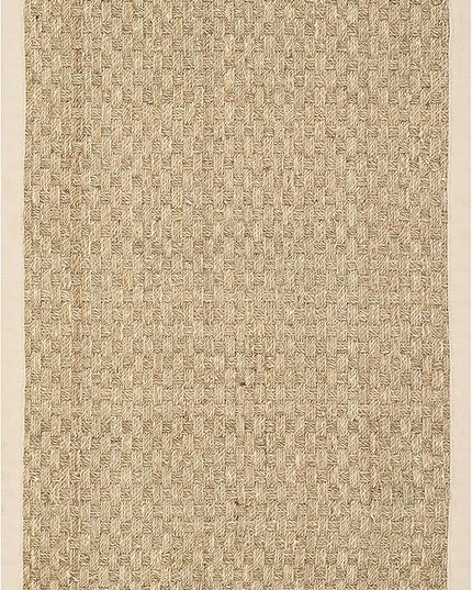 SAFAVIEH Natural Fiber Collection Area Rug - 2'6" x 4', Natural & Beige, Seagrass, Basketweave Pattern with Border (NF114A)