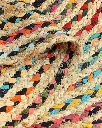 REDEARTH · Jute Cotton Chindi Area Rug - 3' Round Rug, Handwoven, Non-Shedding, Soft & Durable – Multi Tones for Home Décor in Living Room, Dining Room, Bedroom, Set of 2