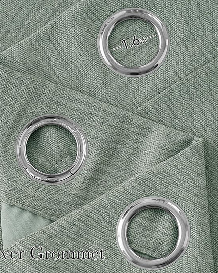 NICETOWN Faux Linen Sage Green Blackout Curtains 84 inches Long for Living Room - Privacy Panels for Bedroom, Modern Farmhouse Style Easy Care Grommet Top, 2 Panels, W52 by L84