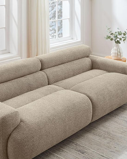 VANOMi 89" Boucle Cloud Loveseat Sofa Couch, Comfy Upholstered Deep Seat Boucle Sofa, Mid Century Modern Couch for Living Room Bedroom Apartment