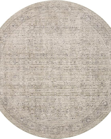 Loloi Amber Lewis Alie Collection ALE-03 Taupe/Dove 7'-10'' x 7'-10'', .13'' Pile Height, Round Area Rug