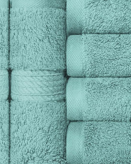 Superior Egyptian Cotton Pile Face Towel/Washcloth Set of 6, Ultra Soft Luxury Towels, Thick Plush Essentials, Absorbent Heavyweight, Guest Bath, Hotel, Spa, Home Bathroom, Shower Basics, Turquoise