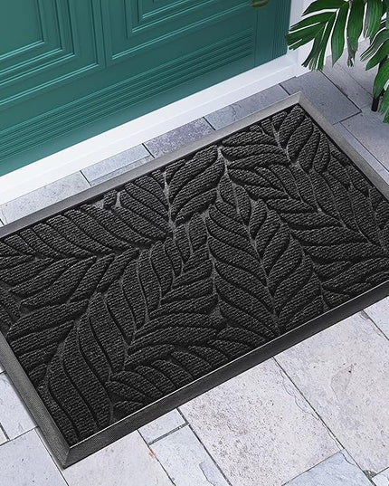 Yimobra 36x24 Large Door Mat Outdoor Indoor, All-Season Waterproof Door Mat Outside Entrance, All-Weather Non-Slip Outside Doormat for Garage Patio Entryway, Black