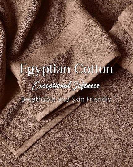 Superior Egyptian Cotton Pile Bath Towel Set of 2, Ultra Soft Luxury Towels, Thick Plush Essentials, Absorbent Heavyweight, Guest Bath, Hotel, Spa, Home Bathroom, Shower Basics, Chocolate