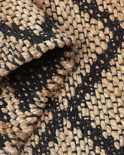 REDEARTH · Jute Cotton Area Rug, Sustainable Handwoven, Non-Shedding, Soft & Durable – Reversible, Neutral Tones for Home Décor in Living Room, Dining Room, Bedroom (Sierra Loom Black, 2'x6')