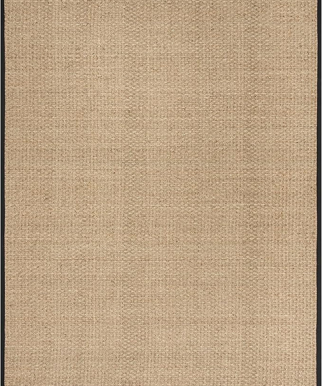 SAFAVIEH Area Rug 11x15 - Natural Fiber Collection - Large - Natural & Black, Seagrass, Basketweave Pattern with Border (NF114C)