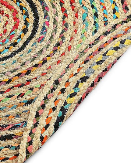 REDEARTH · Jute Cotton Chindi Area Rug - 3' Round Rug, Handwoven, Non-Shedding, Soft & Durable – Multi Tones for Home Décor in Living Room, Dining Room, Bedroom, Set of 2