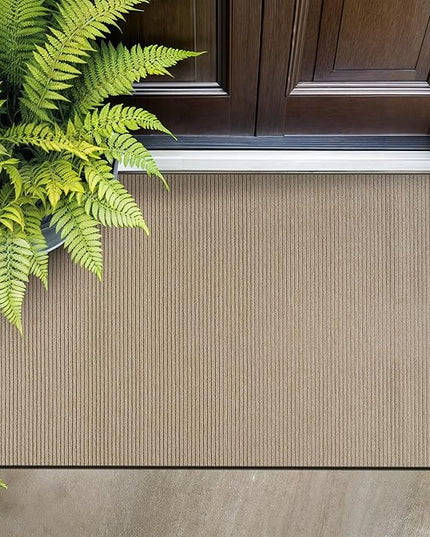 Beverly Rug Non-Slip Modern Entry Rug 2x3 Solid Traditional Rubber Backing Machine Washable Soft Thin Indoor Area Rugs for Living Room Stain Resistant Non Shedding Casual Carpet (2 x 3 Beige)