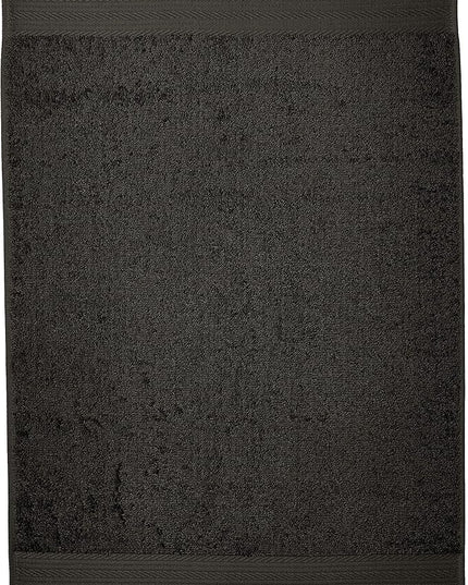 Amazon Basics 6 Piece Fade Resistant Hand Towel, 100% Cotton, Black, 26'' x 16''
