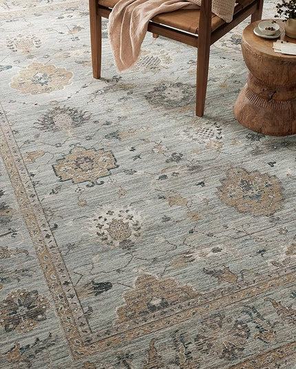 Loloi Magnolia Home by Joanna Gaines Millie Collection MIE-02 Sky/Gold 2'-3" x 3'-10", .25" Pile Height, Accent Rug