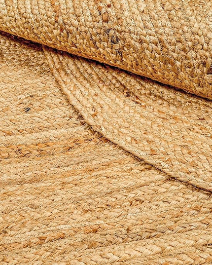 Hand Woven Jute Area Rug - 5' x 7' Feet - Rustic Beige Reversible Oval Rugs for Bedroom, Kitchen, Living Room - Vintage Natural Braided Entry Floor Décor Boho Oval Area Rugs 5x7 Feet