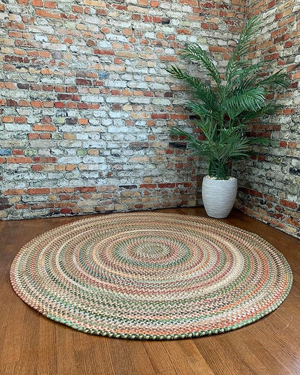 Capel American Heritage Tan Multi 5' 0" Round Braided Rug