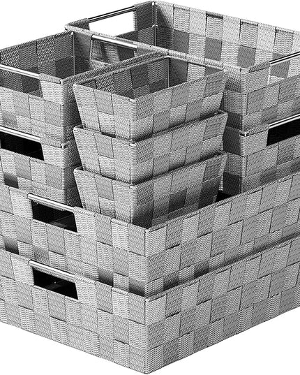 Baskets For Organizing Set Of 9 Dark Grey - Storage Baskets For Shelves - Perfect Closet Organizer Bins, Bathroom Basket, and Pantry Basket - Small Storage Bins For Shelves - Bin For Organization
