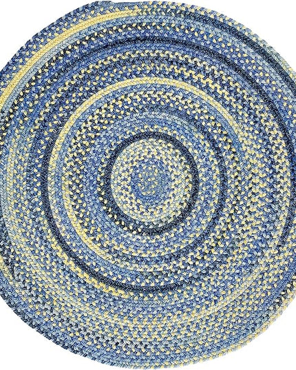 Capel American Heritage Blue Yellow 8' 0" Round Braided Rug