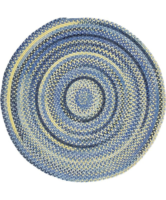Capel American Heritage Blue Yellow 8' 0" Round Braided Rug