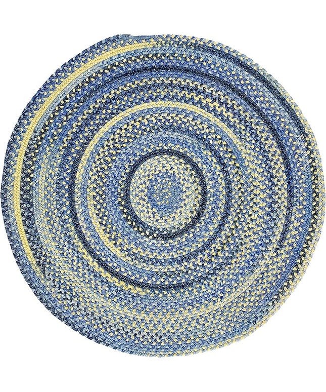 Capel American Heritage Blue Yellow 0' 36" Round Braided Rug