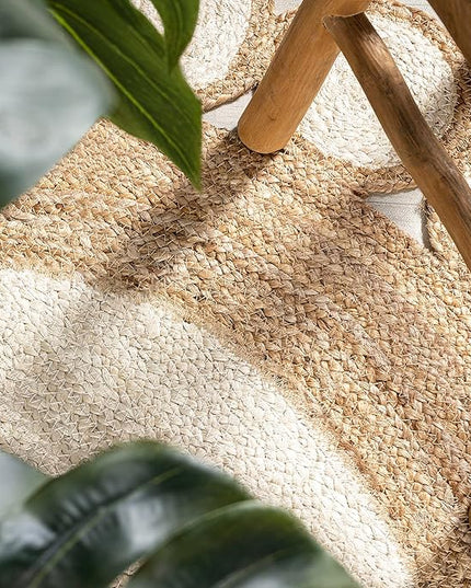 JONATHAN Y Skye Two-Tone Jute Circle Cream/Natural 6' Round Indoor Area Rug, Geometric, Cottage, Easy-Cleaning for Living Room, Bedroom, Kitchen, Pet Friendly, Non-Shedding (RNF113A-6R)