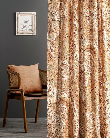 Maison d' Hermine Curtains for living room 100% Cotton 96 inch length Two Panels Light Filtering Curtains for Bedroom Windows with rod and loop Pockets Drapes (Kashmir Paisley Multicolor, 50"W x 96"L)