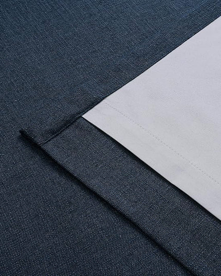 Vision Home Navy Blue Pinch Pleated Full Blackout Curtains Linen Blended Room Darkening Window Panels 90 inch for Living Room Bedroom Thermal Insulated Pinch Pleat Drapes with Hooks 60" Wx90 Lx1