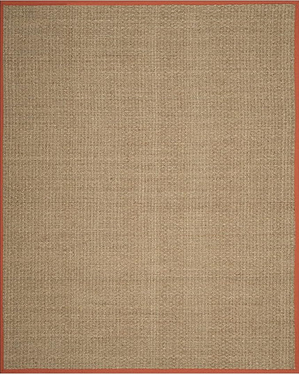 SAFAVIEH Area Rug 8x10 - Natural Fiber Collection - Large - Natural & Rust, Seagrass, Basketweave Pattern (NF114Y)