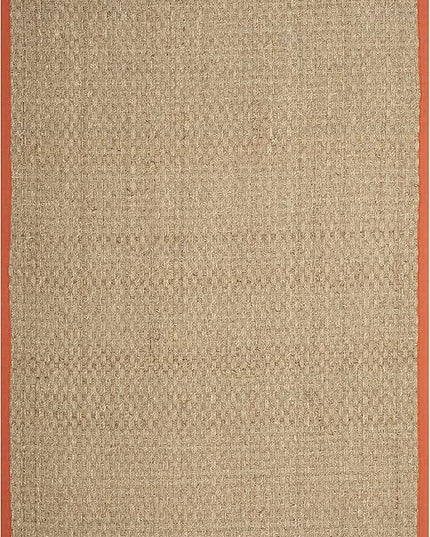 SAFAVIEH Area Rug 5x8 - Natural Fiber Collection - Natural & Rust, Seagrass, Basketweave Pattern with Border (NF114Y)