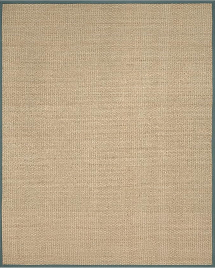 SAFAVIEH Area Rug 8x10 - Natural Fiber Collection - Large - Natural & Light Blue, Seagrass, Basketweave Pattern (NF114M)