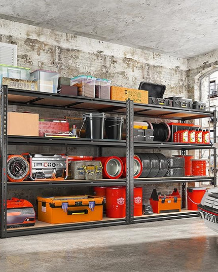 REIBII 48" W Garage Shelving Heavy Duty 2550 LBS Storage Shelves 4 Tier Heavy Duty Shelving, Adjustable Metal Shelves, Industrial Shelf for Garage, Warehouse, Pantry, 48" W x 60" H x 24" D