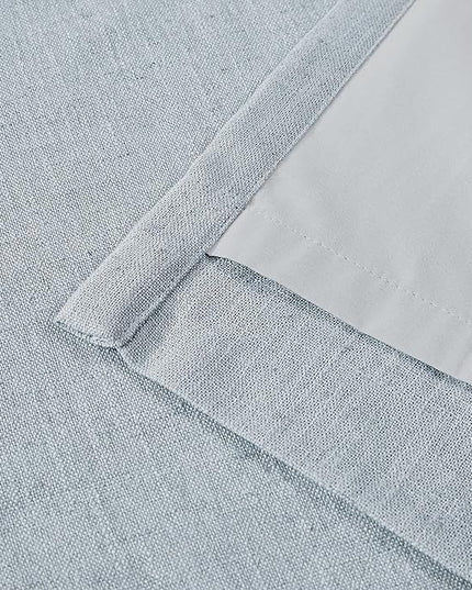 Vision Home Blue Gray Pinch Pleated Full Blackout Curtains Linen Blended Room Darkening Window Curtains 112 inch for Living Room Bedroom Thermal Insulated Pinch Pleat Drapes with Hooks 40" Wx112 Lx2